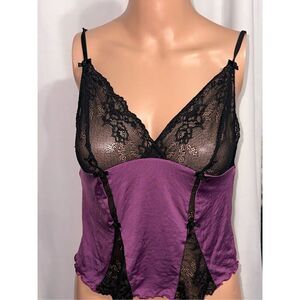 Beautiful Vintage Y2K Jezebel Purple Lace Spaghetti Strap Corset Tank Top Nightg